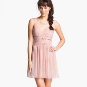 Hailey Logan Adrianna Papell pink Cutout Chiffon mini cocktail prom dress 5/6